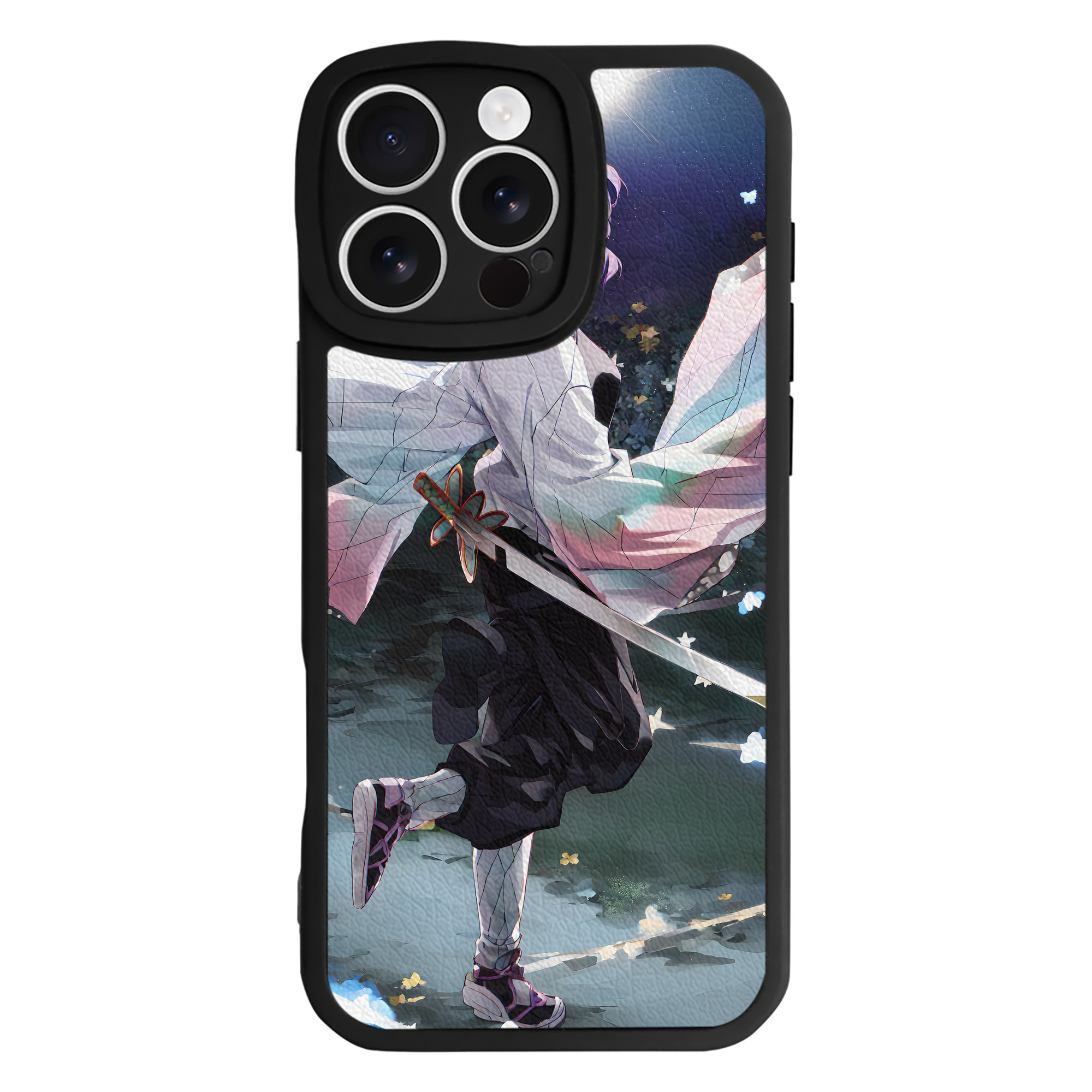 （画像用） 鬼滅の刃（きめつのやいば）蟲柱-胡蝶 しのぶ／こちょう しのぶ Kochou Shinobu 【iPhone 16シリーズ対応】シリコンスマホケース（レザー調） 材質：シリコン